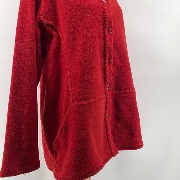 euro Joy Shacket fleece button up unique stitches orange fall cozy sz lg - Picture 7 of 9